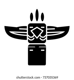 totem - native american icon, vector illustration, black sign on isolated background