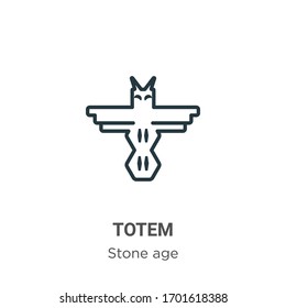 Totem outline vector icon. Thin line black totem icon, flat vector simple element illustration from editable stone age concept isolated stroke on white background