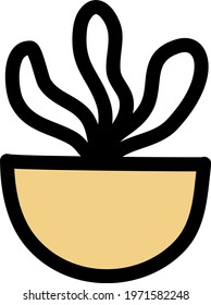 Totem pole cactus in a pot, icon illustration, vector on white background