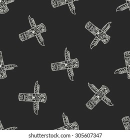 Totem Pole doodle seamless pattern background