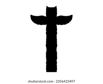 Totem pole silhouette vector art white background