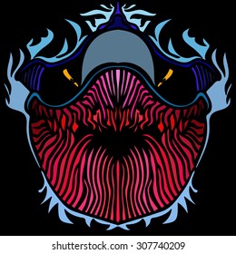Totem Pole. Vector image in abstract art style, done in a slightly psychedelic manner