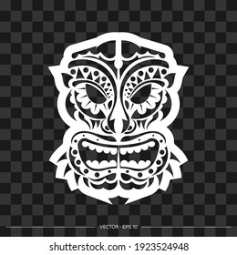 Totem in the shape of a face made of patterns. The contour of the face or mask of a warrior. For T-shirts and prints.