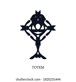 Totem statuette logo halloween icon man sign symbol emblem Abstract mystical ethnic cartoon esoteric modern design style Fashion print clothes apparel greeting invitation card banner poster flyer