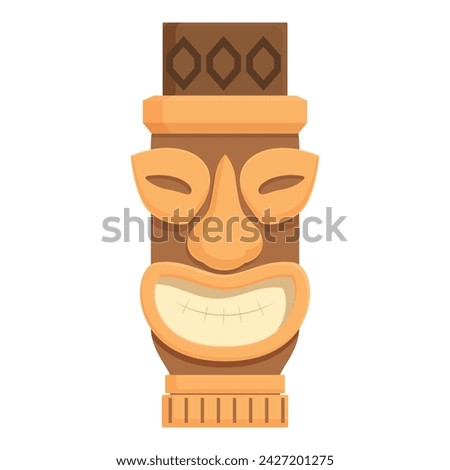 Totem stone icon cartoon vector. Inca statue ancient. Angry wood