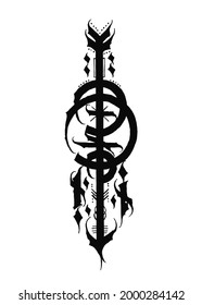 totem in the style of calligraphy in a gothic font vector illustration