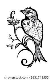  Totem, pássaro de design de tatuagem.