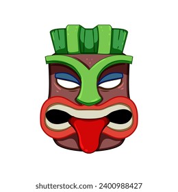 totem tiki mask cartoon. hawaii hawaiian, tropical polynesian, statue luau totem tiki mask sign. isolated symbol vector illustration