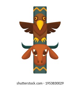 Totem tribal vector cartoon icon. Vector illustration totem wood on white background. Isolated cartoon illustration icon of mask wood.