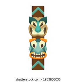 Totem tribal vector cartoon icon. Vector illustration totem wood on white background. Isolated cartoon illustration icon of mask wood.