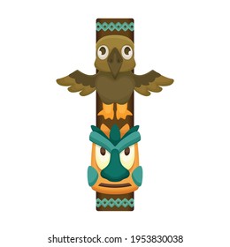 Totem tribal vector cartoon icon. Vector illustration totem wood on white background. Isolated cartoon illustration icon of mask wood.