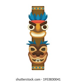 Totem tribal vector cartoon icon. Vector illustration totem wood on white background. Isolated cartoon illustration icon of mask wood.