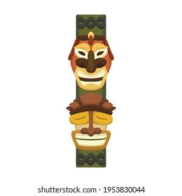 Totem tribal vector cartoon icon. Vector illustration totem wood on white background. Isolated cartoon illustration icon of mask wood.