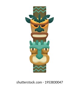 Totem tribal vector cartoon icon. Vector illustration totem wood on white background. Isolated cartoon illustration icon of mask wood.