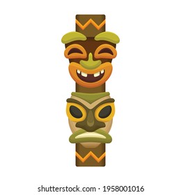 Totem tribal vector cartoon icon. Vector illustration totem wood on white background. Isolated cartoon illustration icon of mask wood.