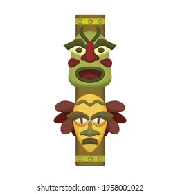 Totem tribal vector cartoon icon. Vector illustration totem wood on white background. Isolated cartoon illustration icon of mask wood.