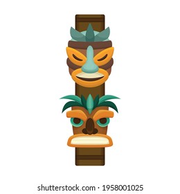 Totem tribal vector cartoon icon. Vector illustration totem wood on white background. Isolated cartoon illustration icon of mask wood.