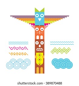 Totem vector illustration: simple cartoon design children's style
