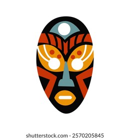 Totemic African tribal mask. Ritual mythologic ethnic aboriginal face mask. African Tropical Hawaiian Culture