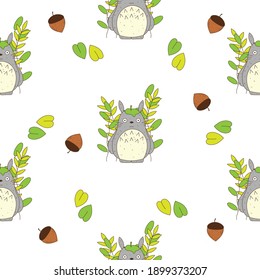 Diseño del patrón Totoro  El fondo es sencillo  la impresión  la decoración  el tejido 