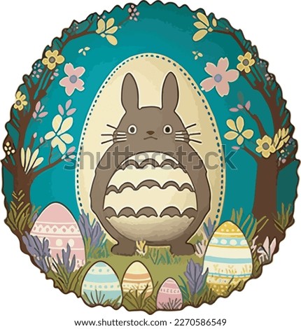 Totoro, studio ghibli style, happy easter, post or banner  Foto stock © 