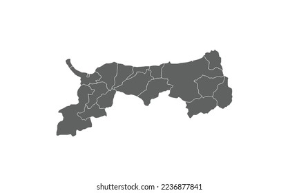 Mapa de Tottori aislado en el fondo blanco.para el diseño anual del sitio web del informe de infografía.
