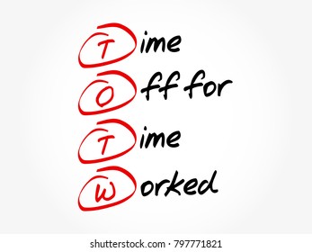 TOTW - Time Off for Time Worked acronym, business concept background