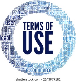 TOU - Terms of Use conceptual vector illustration word cloud isolated on white background.