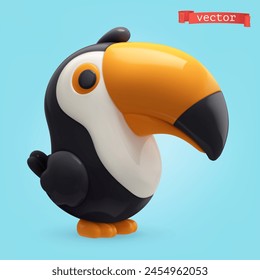 Toucan, 3d render vector cartoon icon