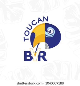 Toucan BAR Logo. Bar logo template. Vector emblem for cafe, restaurant or food delivery service. Vector Graphic Branding Letter Element. White Background