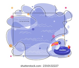 Toucan. Beach inflatable toy. Vector background. Water safety for children. Lifebuoy. Rubber ring 