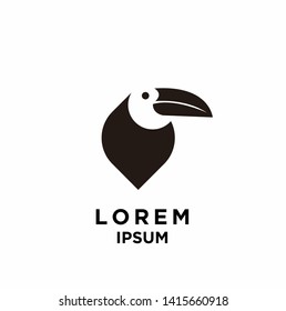 toucan bird black silhouette logo icon design vector illustration