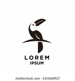 toucan bird black silhouette logo icon design vector illustration