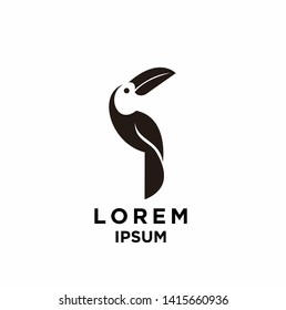 toucan bird black silhouette logo icon design vector illustration