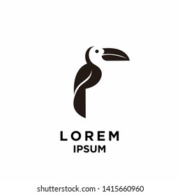 toucan bird black silhouette logo icon design vector illustration