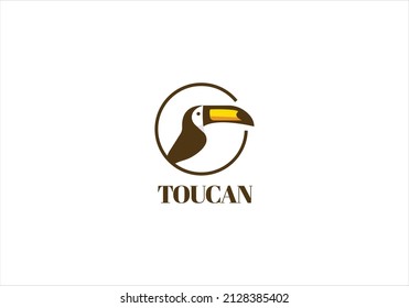 toucan bird black silhouette logo icon design vector illustration. animal head icon vector logotype