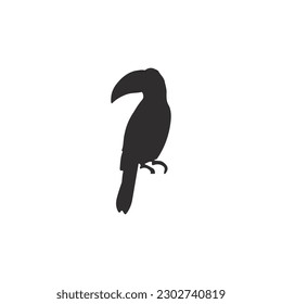 Toucan bird black silhouette vector on a white background