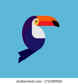 Toucan bird. Cartoon character. Colorful vector flat illustration