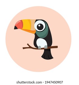 Toucan bird cartoon character. Cute toucan flat vector isolated on white. South America fauna. Guinea pig icon. Wild animal illustration for zoo ad, nature concept, children book illustrating.