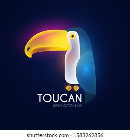 Toucan bird cartoon character. Shining tropic icon. Logo design.