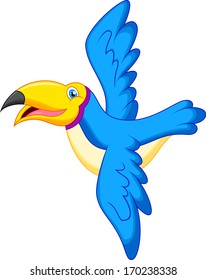 Toucan bird cartoon flying