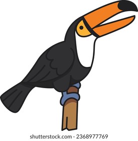 Toucan bird cartoon icon isolated on white background. Vector illustration