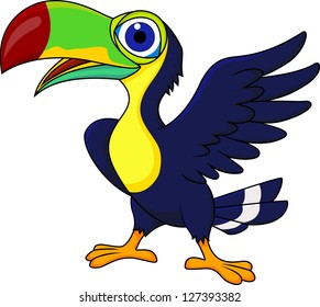 Toucan bird cartoon waving