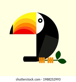 Toucan bird character, icon,symbol, vector illustration. Beautiful bird,colorful,isolated,tropical wildlife.