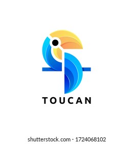 Toucan bird colorful icon logo design vector template