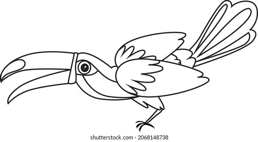 Toucan-Vogel-Farbseite, Vektorgrafik und Illustration