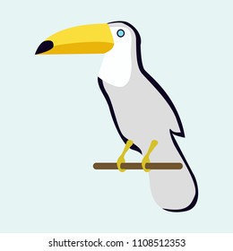 Toucan, bird. Cute toucan flat vector isolated on white. Vector illustration, EPS 10.