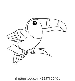 toucan bird drawing line cute black white illustration template