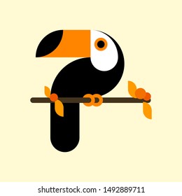 Toucan bird. Flat design style illustrations. Template of icons and logos. Simple mascot