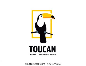 Toucan bird flat style vector logo template isolated on white